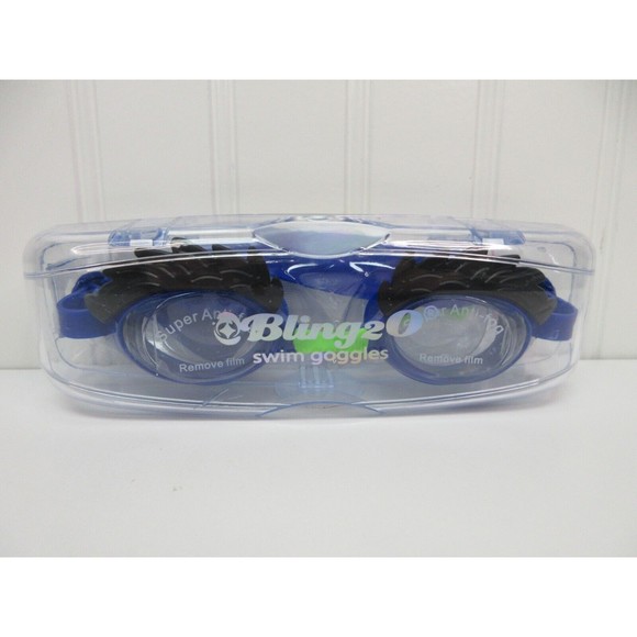 Bling2O Kids Swim Goggles Eyebrow Blue Anti-Fog UV Protection Youth New - Picture 1 of 11